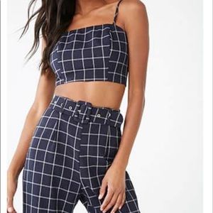 Forever 21 navy cropped cami and pant set